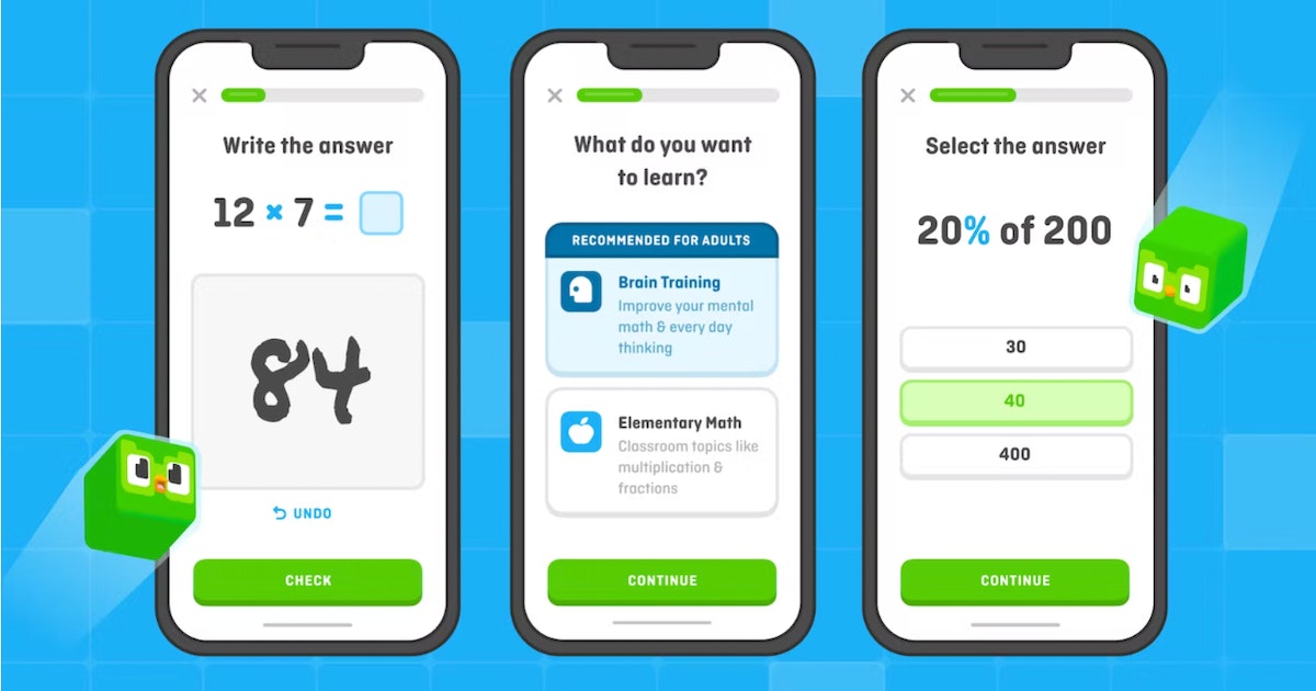 Duolingo has launched a new app to help kids and adults learn math