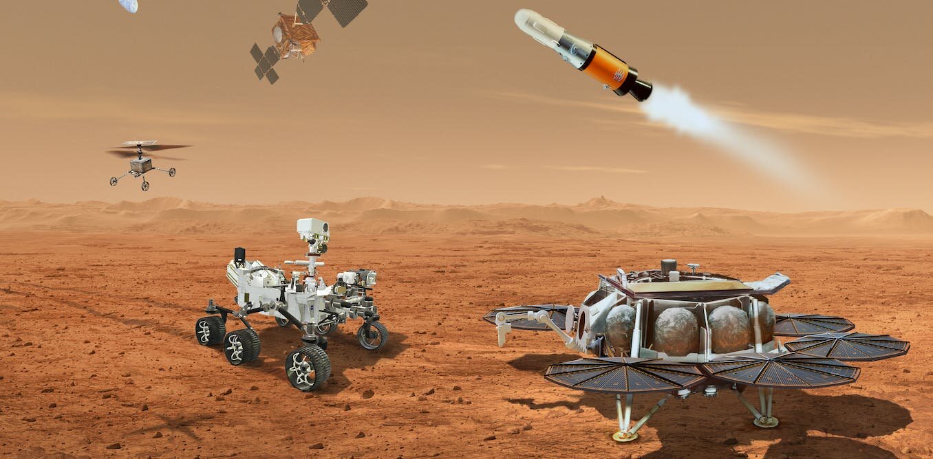 The Perseverance rover collects rock samples from Mars to bring them back to Earth