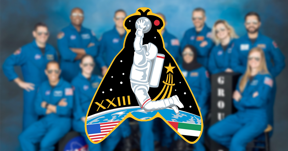 Astronaut candidate fly-shaped class patch is a lunar "slam dunk"