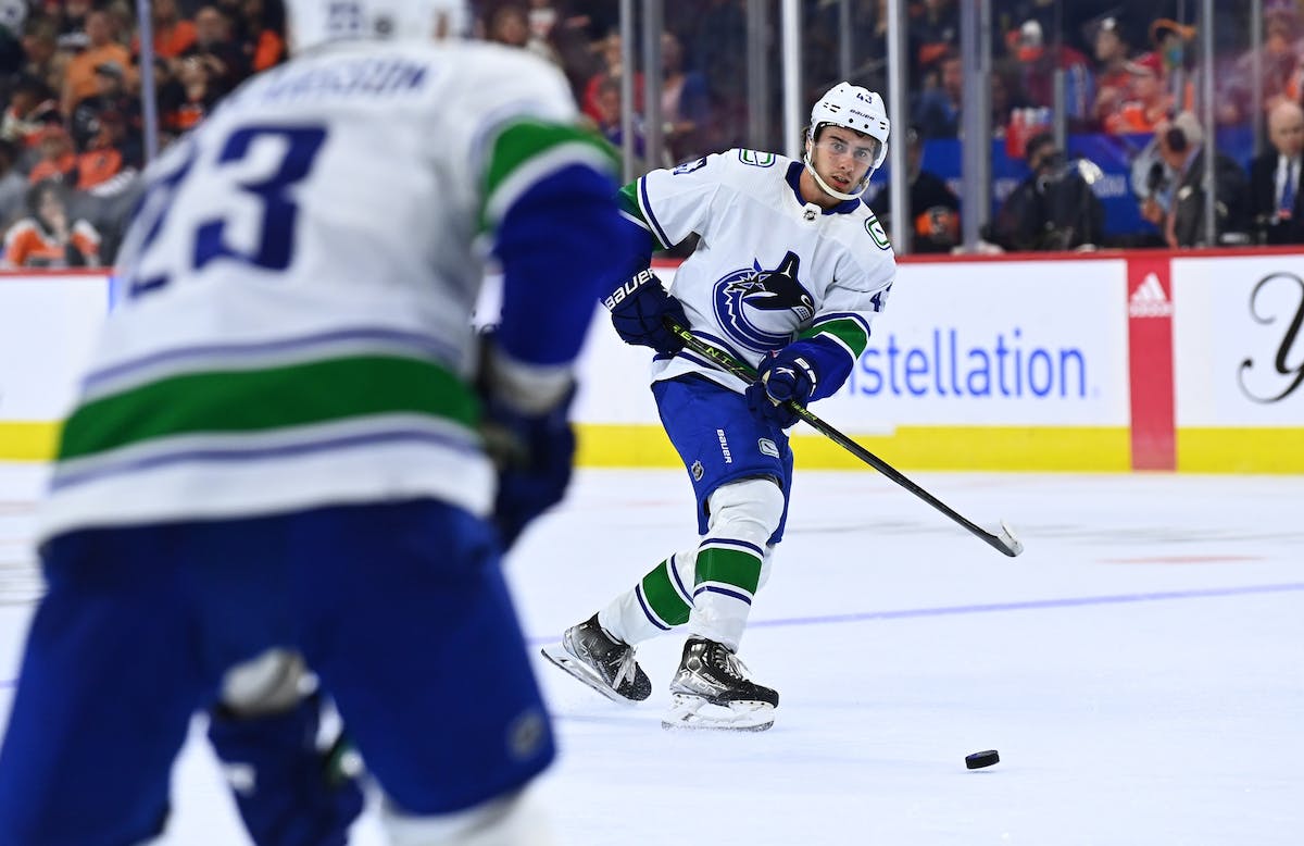 Canucks practice scenes: Ethan Bear and Jack Studnicka join the team as Quinn Hughes returns