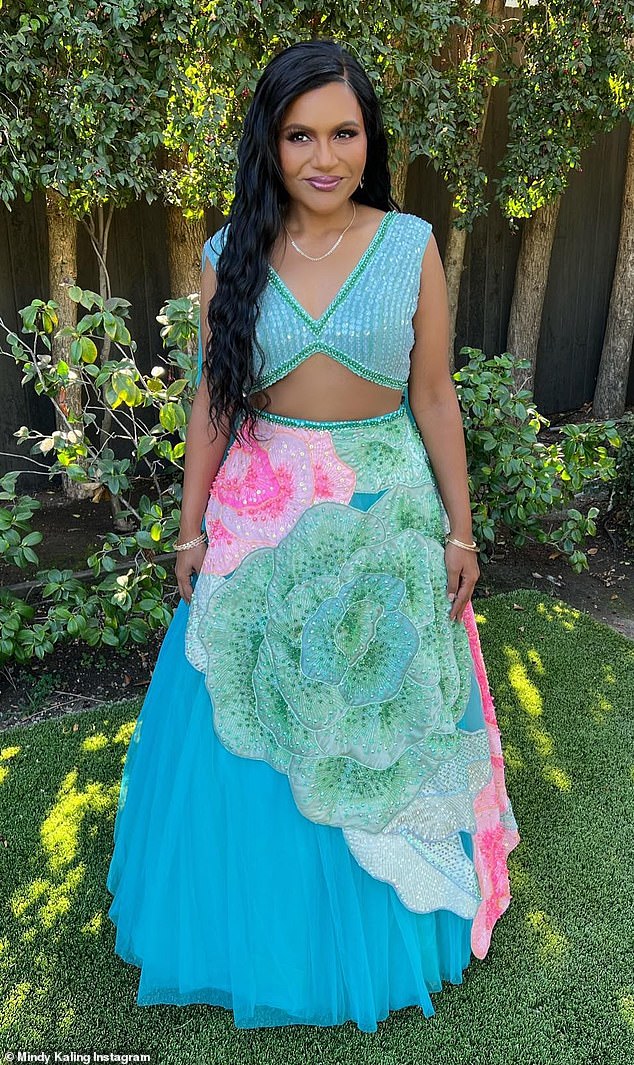 Embracing her heritage: Mindy Kaling, 43, stunned her 6.4 million Instagram followers on Thursday when she posted new images of her stunning Indian dresses.