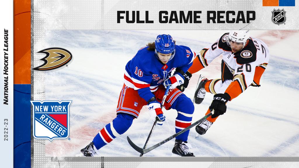 Zibanejad and Panarin each have four points, Rangers beat Ducks