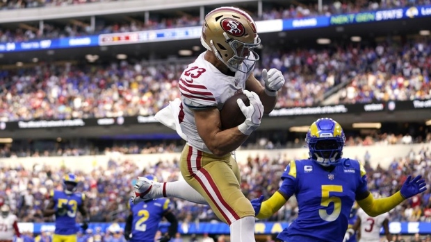 McCaffrey becomes 11th player to throw, catch and rush for touchdowns as 49ers rout Rams - TSN.ca